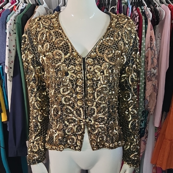 Vintage Jackets & Blazers - Vintage Gold Embellished Jacket